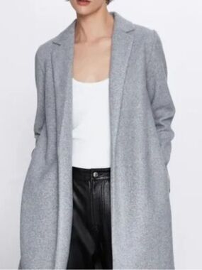 Zara Gray Long Coat Size Small With Pockets EUC